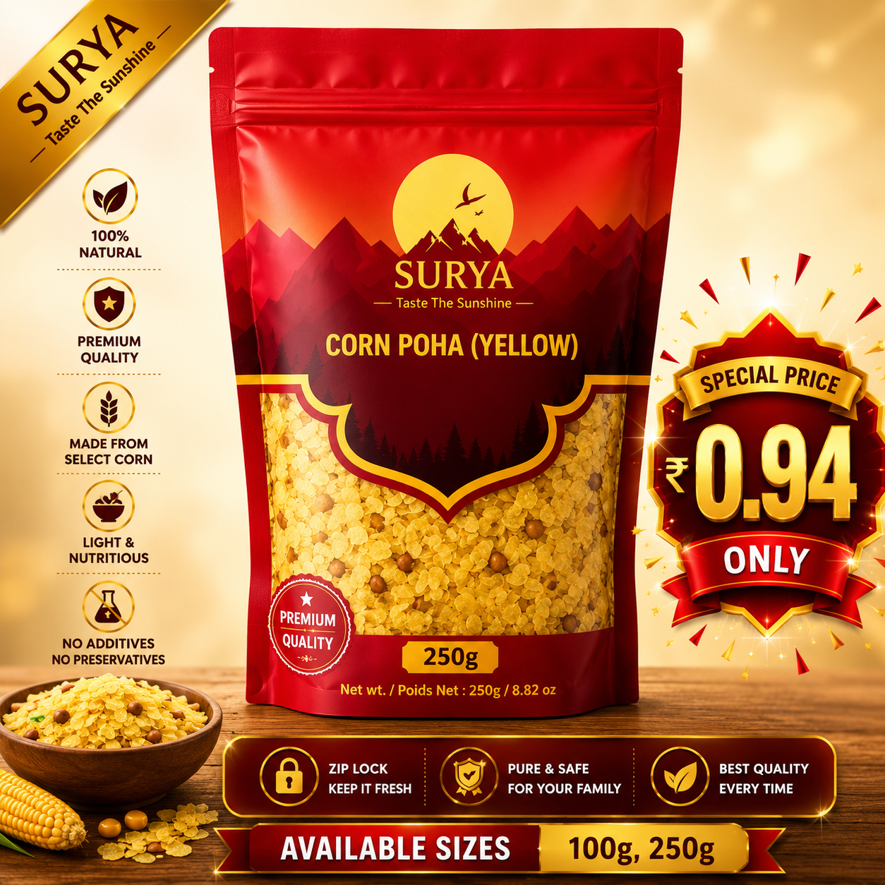 Corn poha (Yellow)