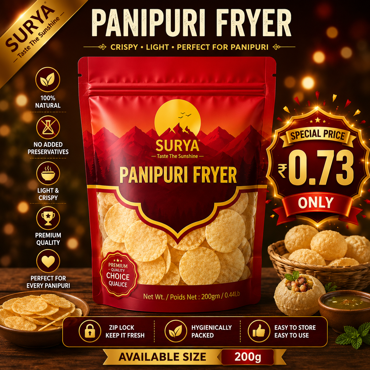 Panipuri Fryer (Ready to Fry)