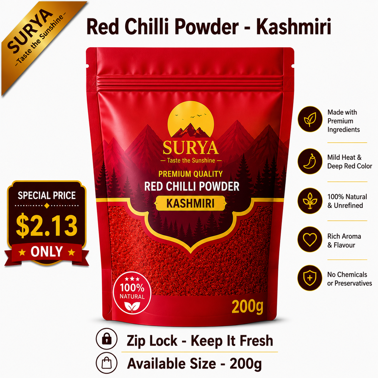 Red Chilli Powder - Kashmiri (Sweet Chilli Powder)